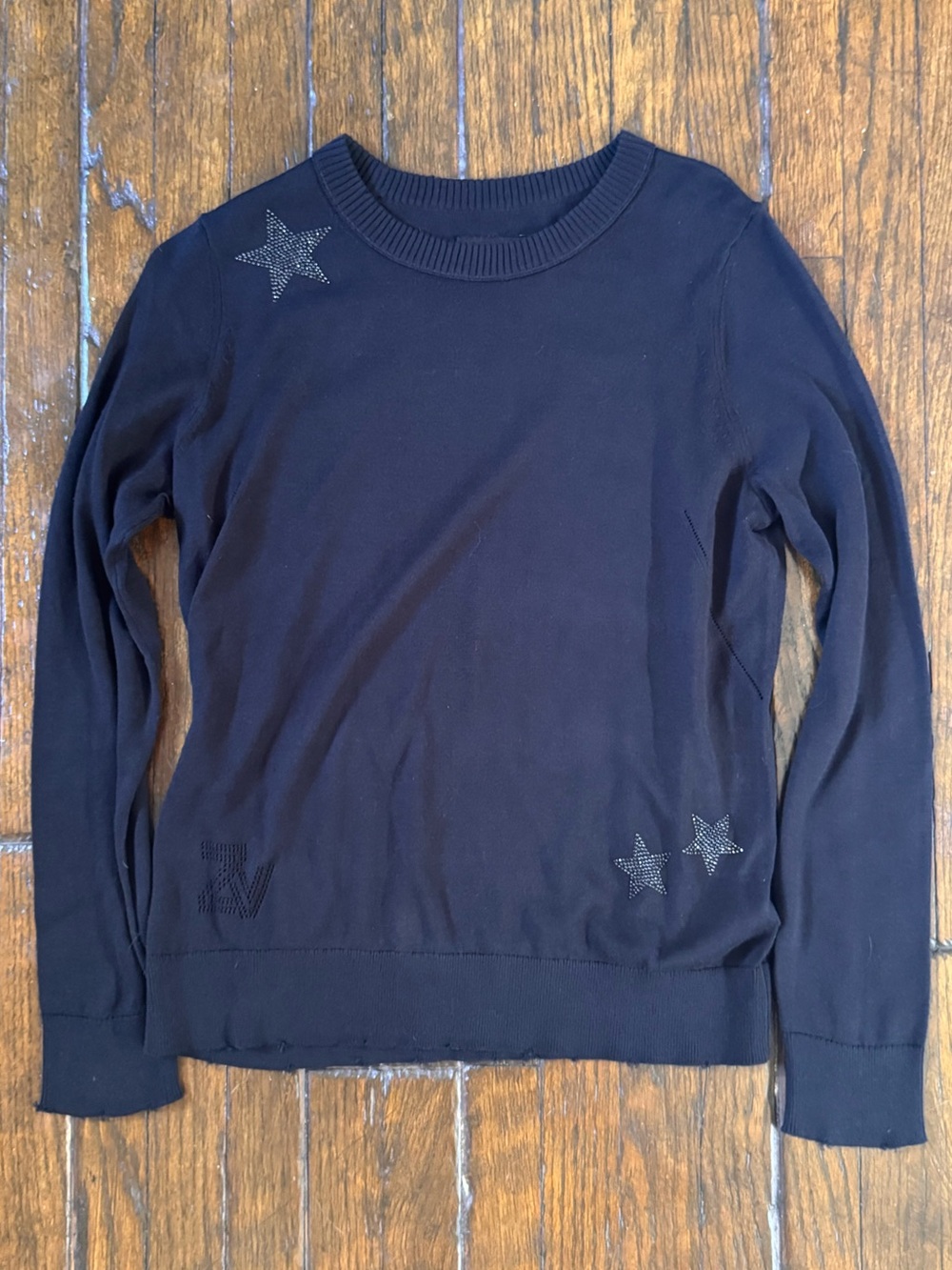 Zadig & Voltaire Women’s Navy Crewneck Sweater with Studded Star Details